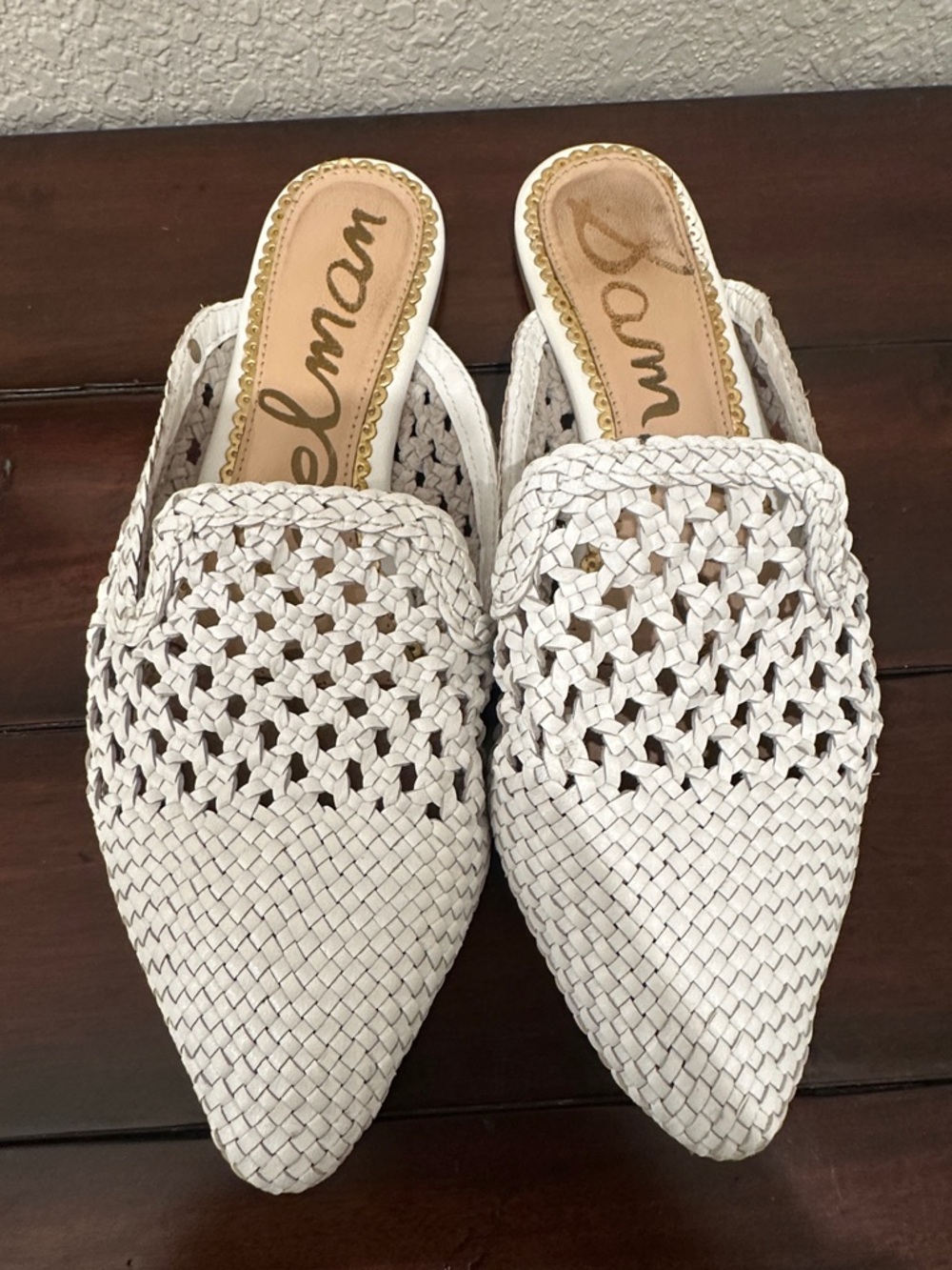 Sam Edelman Woven Pointed Mule in White - Picture 6 of 6